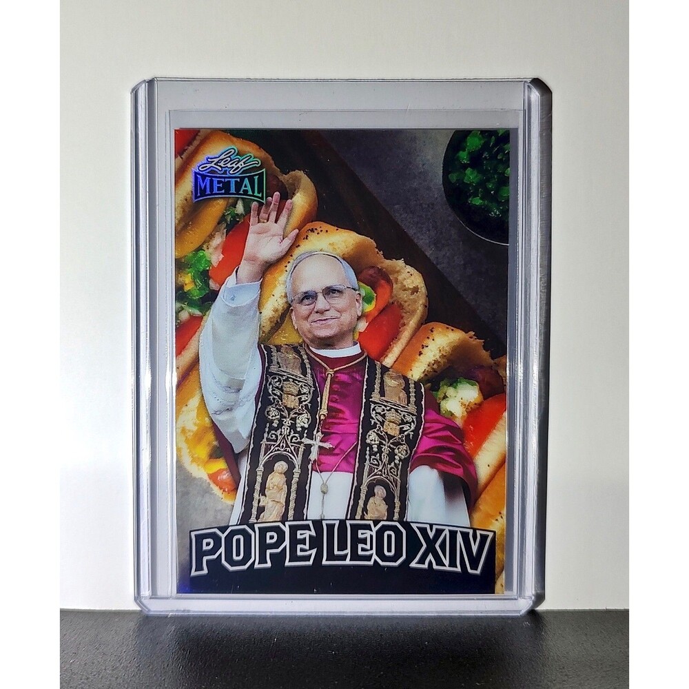 Pope Leo XIV 2025 Leaf Metal Trading Card Hot Dog Parallel /529